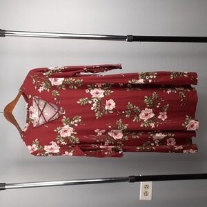 Fig & Olive Floral Fit & Flare Stretch 3/4 Sleeve Mini Dress